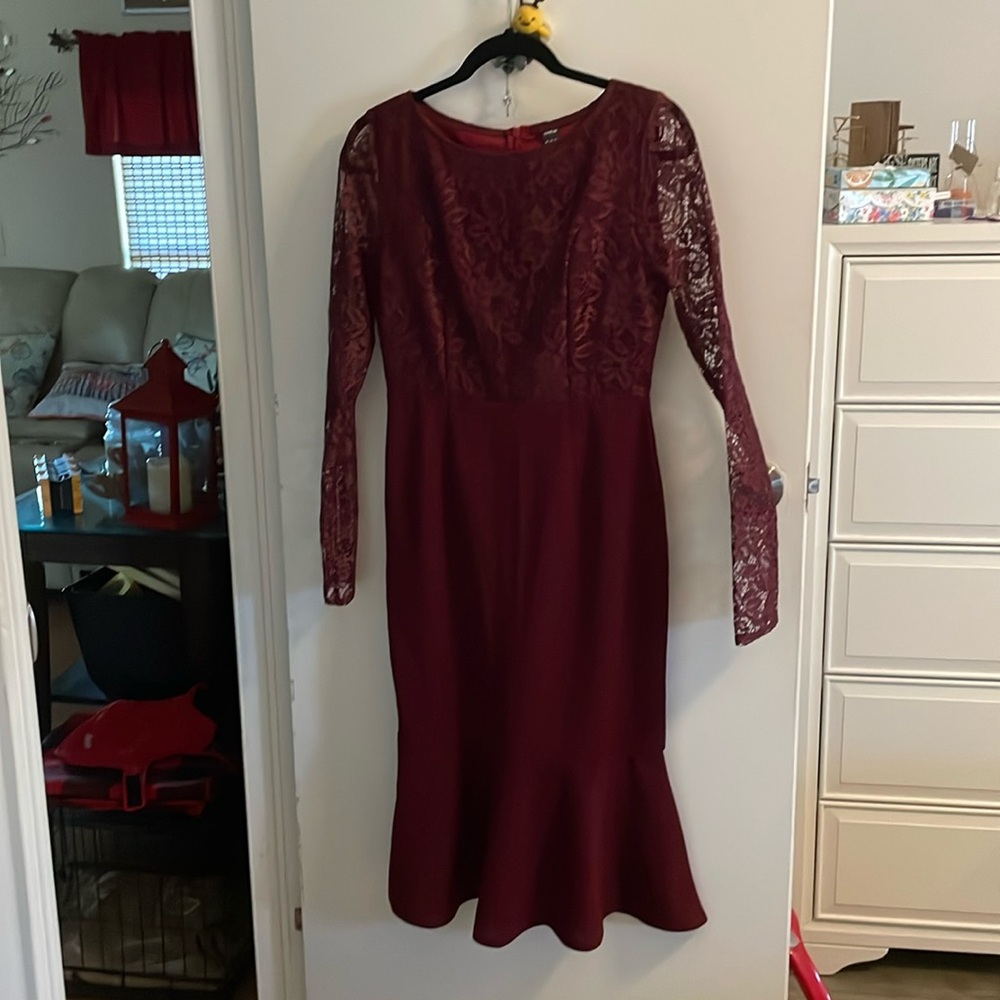 Casual or formal dress lace, top lentis 40 long sleeve burgundy and color